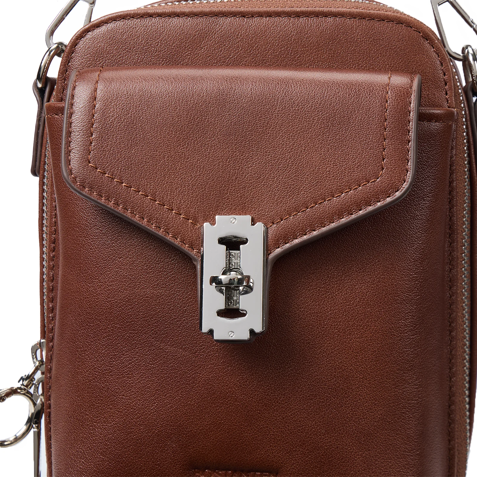Nevin Vegetable-Tanned Genuine Leather Crossbody Phone Bag - Image 21